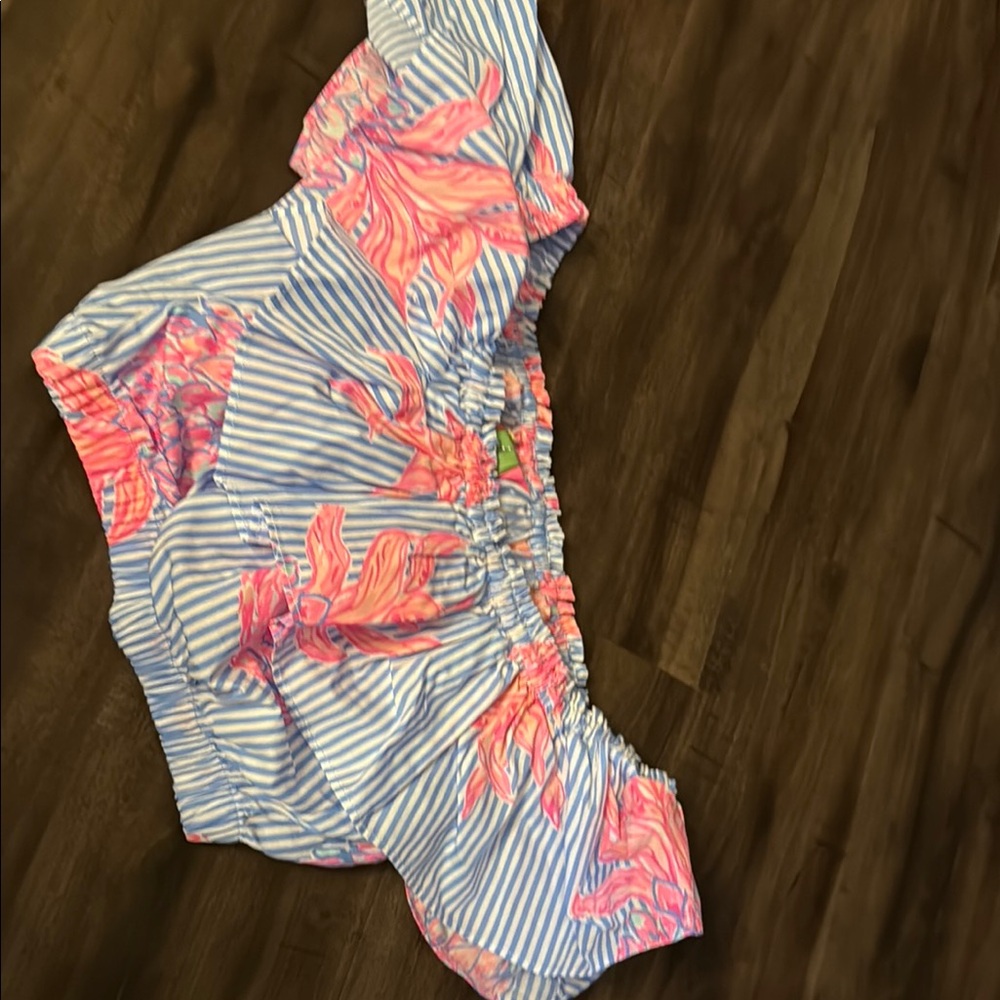 Striped Off-Shoulder Top with Pink Floral Design